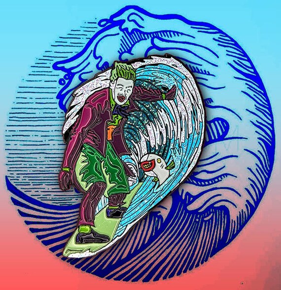 Surf's Up Joker's Down | Batman soft enamel pin SHIPS APRIL 1ST | Harley Quinn Catwoman Backpack Pin