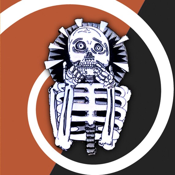 Halloween Pin Skull Pin | Scaredy Skeleton Pin Skull Pin | Horror Enamel Pin October Birthday Glow in the Dark Pin Punk Pin | Monster Pin