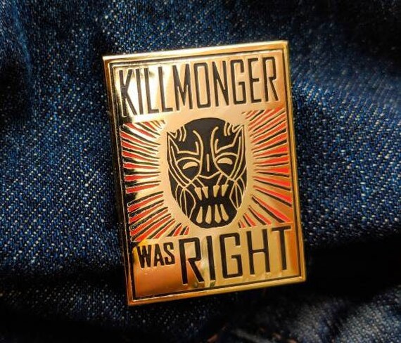 Killmonger was Right Pin | Black Panther Gold Hard Enamel Marvel Comics Punk Enamel Pins T'challa Shuri Propaganda Poster Obey
