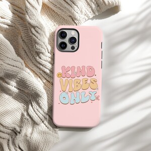 Retro Phone Case, Kind Vibes Only Design, Tough Protective Cover, Funky Phone Accessories, Unique Gifts for Phone Lovers, Vintage Style
