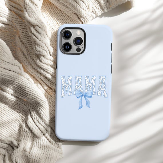 Blue Mama Phone Case - Coquette Bow Mama Phone Case - Mama - Blue Mama Case - Mama - Iphone Case