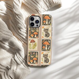 Phone Cases, Mushroom and Kitten Phone Case, Cottagecore, Protective Phone Cover, Cute Phone Accessories, Nature Lover Gift, Gifts for Cat