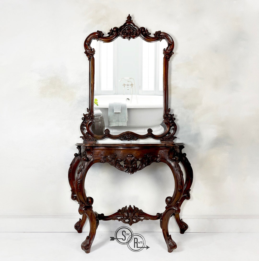 Bathroom Vanity, Ornate Vanity, Ornate Mirror, Bathroom Vanity With