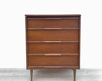 Vintage Mid Century Modern Highboy Dresser, MCM Bedroom Furniture, Customizeable