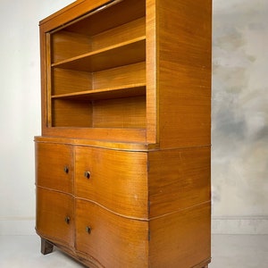 China Cabinet , Art Deco China Cabinet, Mid Century Hutch , Vintage China Cabinet  , Buffet Hutch , Display Cabinet , Serpentine Hutch