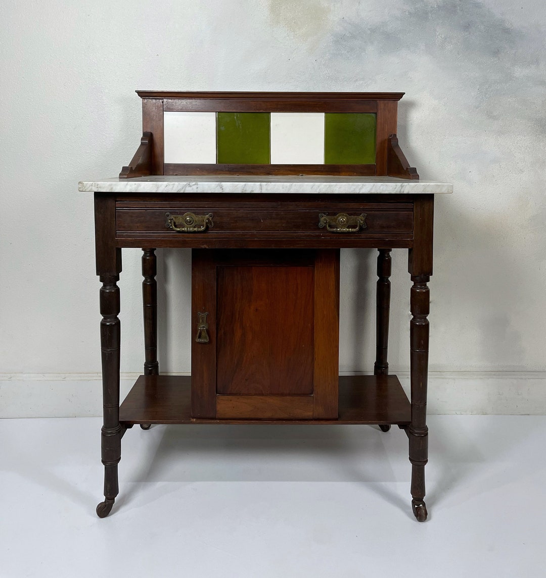Small Bathroom Vanity , Antique Vanity , Antique Washstand , Marble Top ...