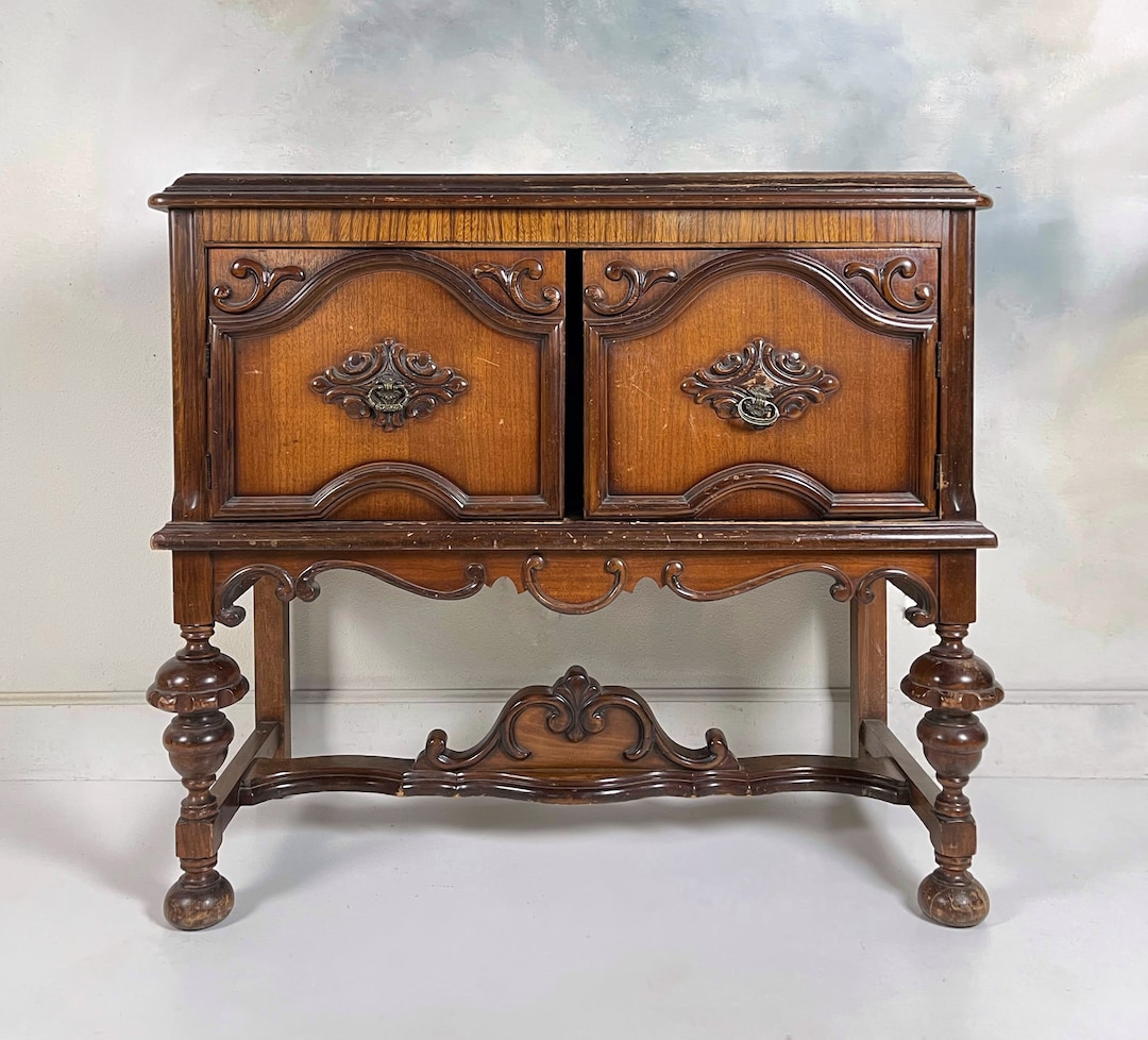 Bathroom Vanity , Small Bathroom Cabinet , Washstand , Antique Vanity , Jacobean Buffet - Etsy