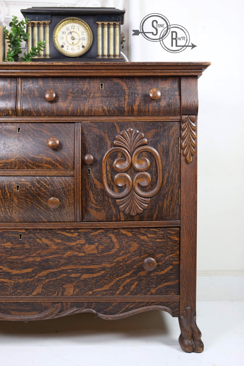 Antique Buffet Tiger Oak Buffet Antique Sideboard Etsy
