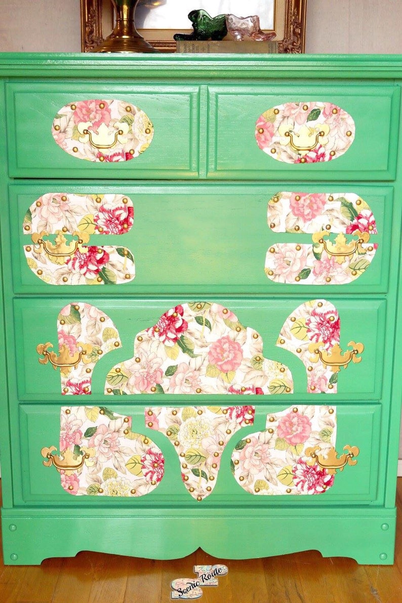 Chest Of Drawers Nursery Decor Floral Decor Vintage Dresser Girls Room