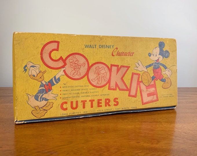 Walt Disney Character Cookie Cutters W/ Box 1950s Loma Hard Plastic