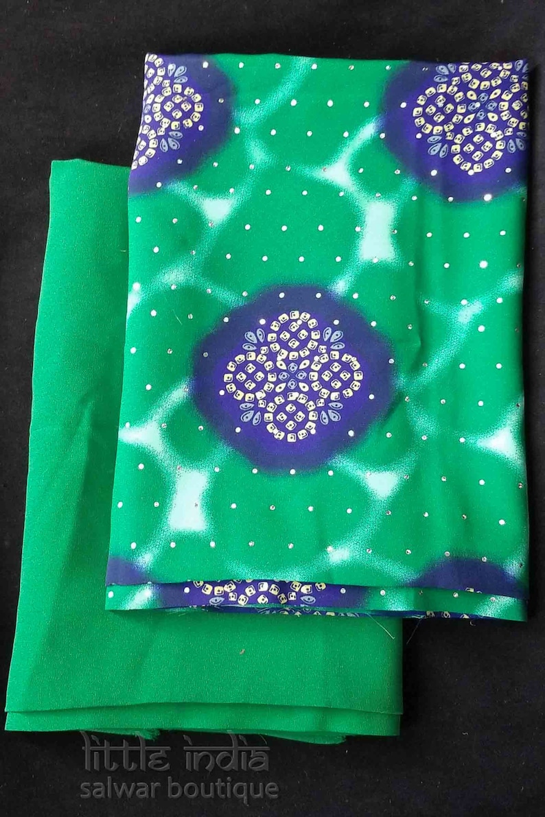 Jade green and blue solid and print fabric set 4-23 yards total