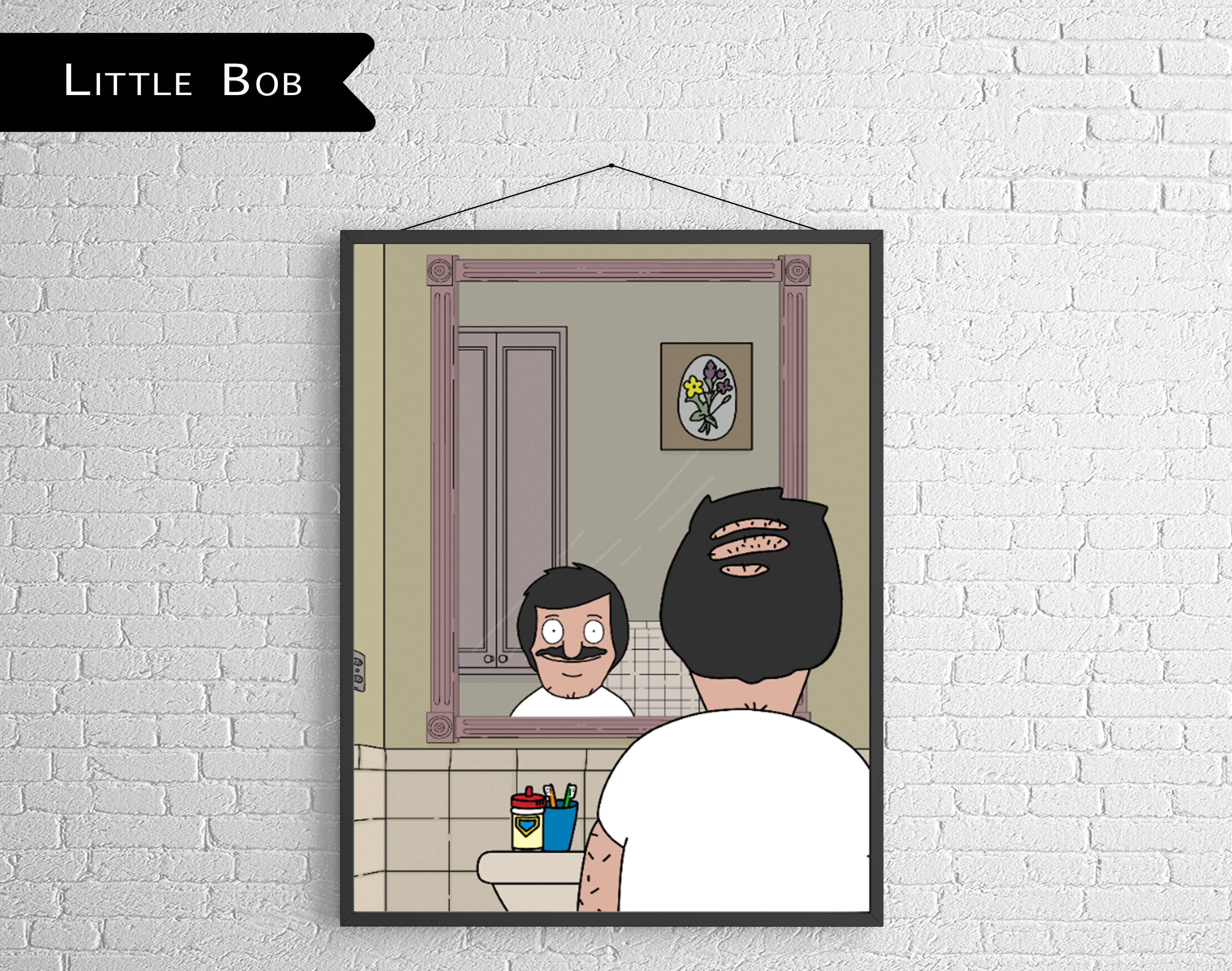 Little Bob Art - Bathroom Print - Bathroom Art - Bobs Burgers Art - Bob's Burgers Print - Gene in the Bathroom - In the Bathroom Art