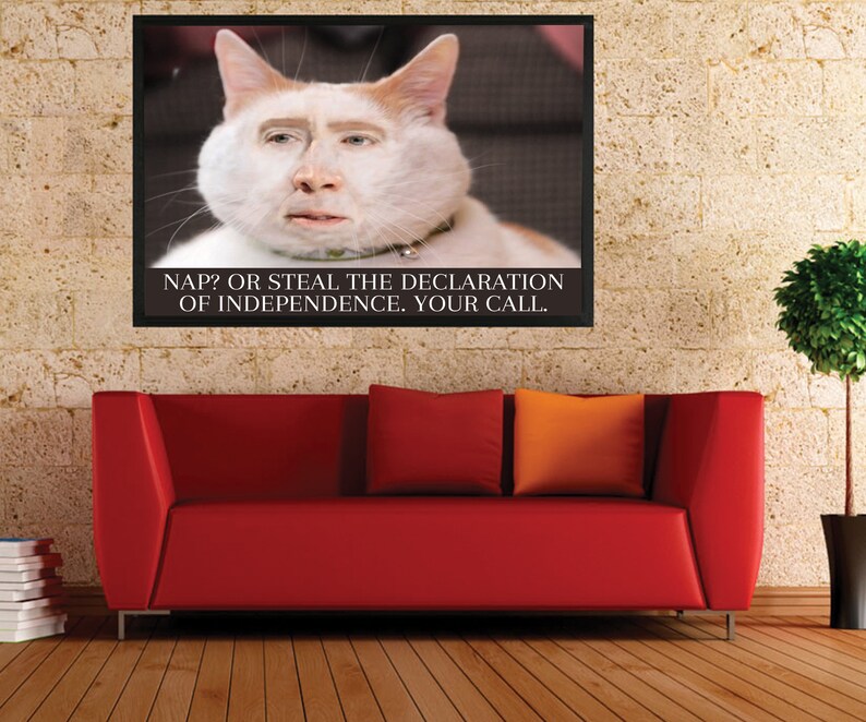 Nic Cage Cat Poster Nic Cage Rabbit Poster Nic Cage Meme Nicolas Cage Art Nic Cage Cats Meme Art Custom Nic Cage Art Framed image 3