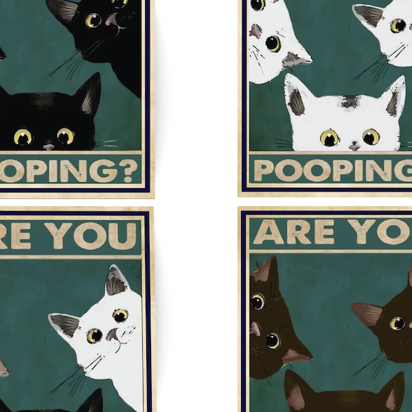 Are You Pooping - Black Cat Art - Canvas - Toilet Decor - Funny Kitty Cat - Cats Lover Gift -  Funny Black Cat - Nursery Decor - Cat Art