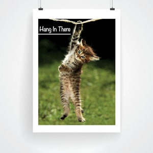 Hang in There Kitten Poster The Office Hang in There Print Michael Scott The Office Art Cat Print Office Poster Classroom Poster Grey Tabby