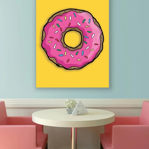 Donut Art - Food Art - Donut Poster - Doughnut Print - Customizable Food Art - Simpsons Donut - Doughnut - Dessert Art - Framed Art - Signs