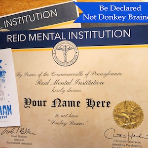 Donkey Brians Certificate - Custom "donkey Brains" Certificate - Its