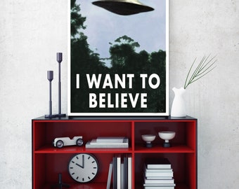The X Files I Want To Believe Poster I Want To Believe Posters X Files UFO Posters Room Aesthetic Trippy Posters for Room X Files Poster I Believe Poster J22163