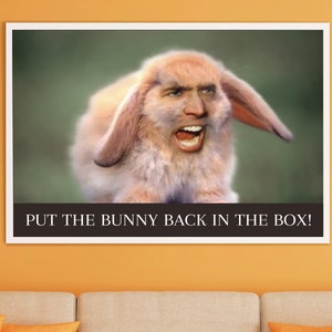 Nic Cage Cat Poster Nic Cage Rabbit Poster Nic Cage Meme Nicolas Cage Art Nic Cage Cats Meme Art Custom Nic Cage Art Framed image 2