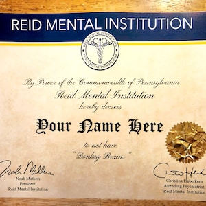 Donkey Brians Certificate - Custom "donkey Brains" Certificate - Its