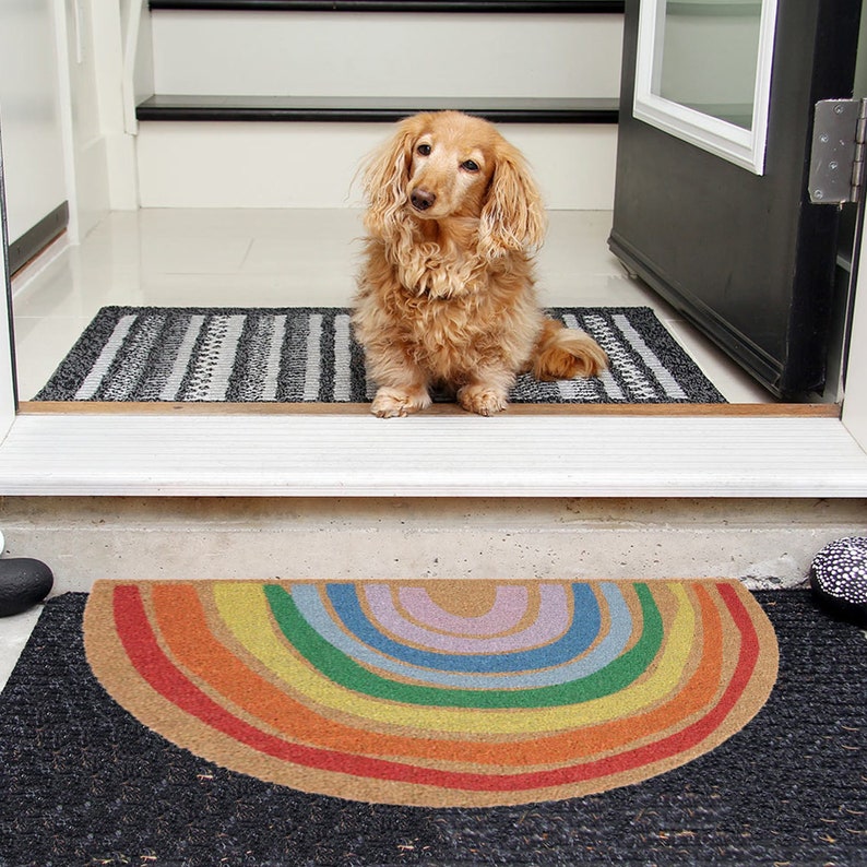 Pastel Rainbow Mat Colorful Rainbow Doormat Pastel Doormat Etsy