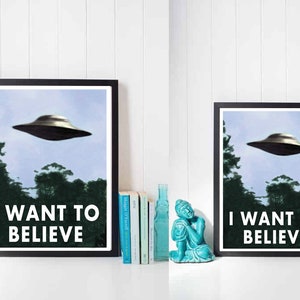 The X-Files Poster, I Want to Believe Wall Art, X-Files Art, Office Decor, Home Decor, Bedroom Poster, Framed Art, Framed Print, Sci-Fi Gift