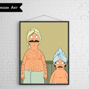 Bob & Gene Bathroom Art - Bob&#39;s Burgers Art - Bob and Gene Spa Day - Bob&#39;s Burgers Bathroom Art - Bathroom Print - Bathroom Poster - Spa Art