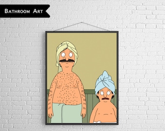 Bob & Gene Bathroom Art - Bob's Burgers Art - Bob and Gene Spa Day - Bob's Burgers Bathroom Art - Bathroom Print - Bathroom Poster - Spa Art