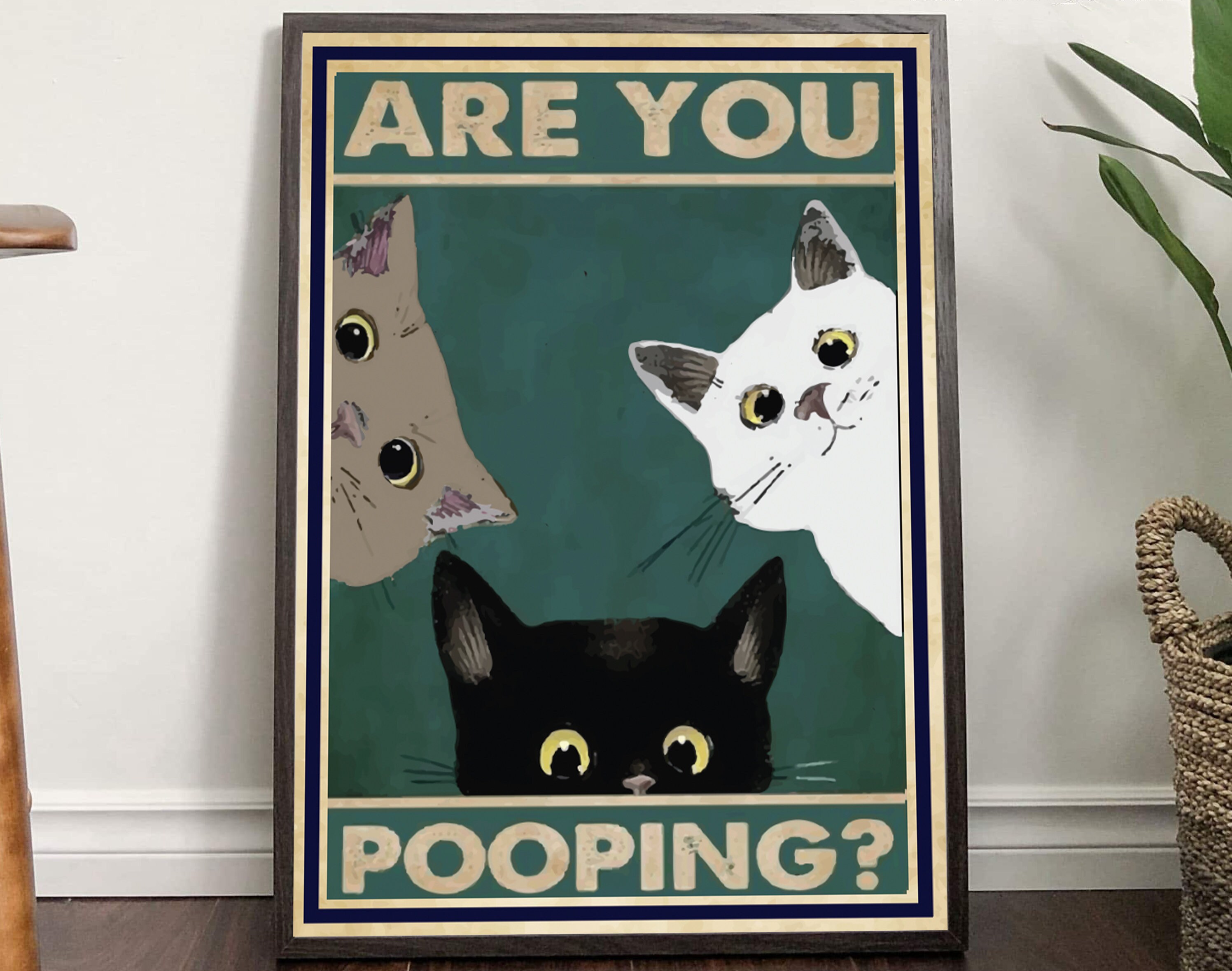 Poster Vintage Con Gatto Machst Du Kacka? Gatto Nero Divertente Vintage Metallo Bagno, Toilette Decorazione Da Parete Soggiorno Poster Decorazione 20x30cm (2352 Poster Gatto Vintage