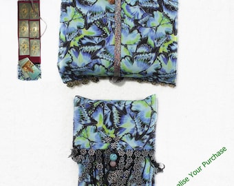 Handmade Tarot Deck Wrap: Butterfly Print Reading Cloth Pouch & Oracle Bag,Divination Accessories Bag