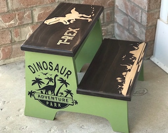 Dinosaur Stool - Step Stool - Wood Stool - Kids Stool -  Dinosaur - Dino Theme - Dinosaur Decor - Dinosaur Room - Easter Gift