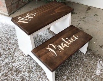 Customizable Step Stool - Wood Stool - Rustic Stool - Farmhouse Stool - Teachers Gift - Kitchen Stool - Bathroom Stool - Easter Gift