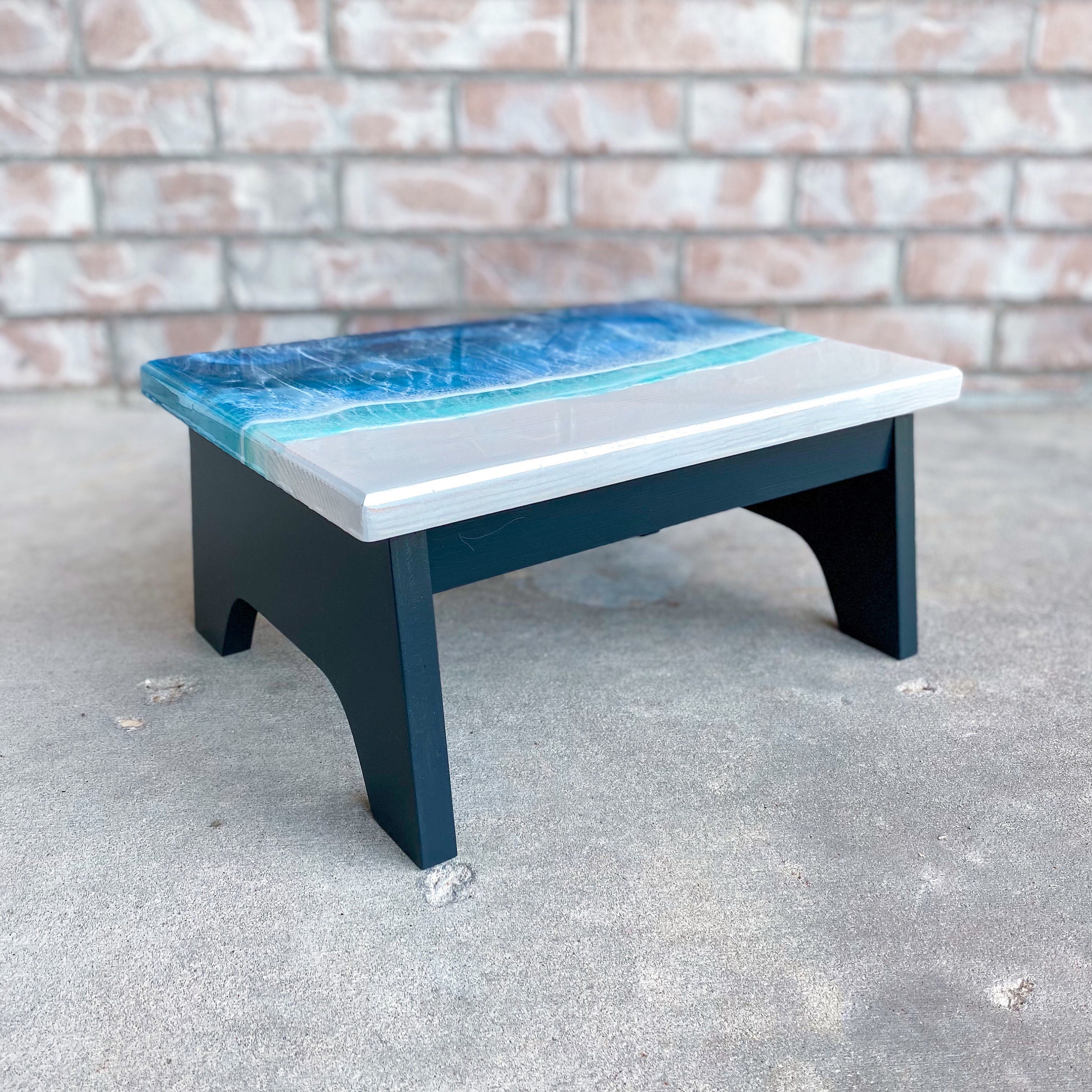 Ocean Step Stool single Step Stool beach House Decor single Step bathroom Stool epoxy Ocean resin Ocean resin Art easter Gift Etsy