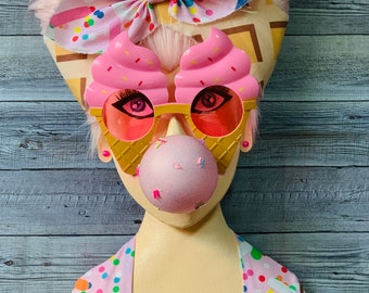Ice Cream Bubblegum Girl, Miss Sprinkles, Summer Wreath Attachment, Ice Cream Decor