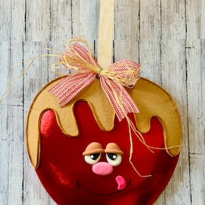 Caramel Apple Wreath Attachment, Wreath Sign, Fall Wreath, Whimsical, Apple Attachment, Crunch Apple