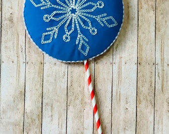 Christmas Lollipop, Christmas wreath attachment, snowflake lollipop, blue Christmas, Christmas candy, holiday decoration