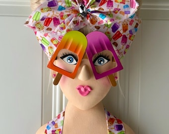 Summer popsicle wreath attachment, Miss Summer Sweets, Summer Wreath, Fun front door, Cute door hanger, Popsicle sunglasses