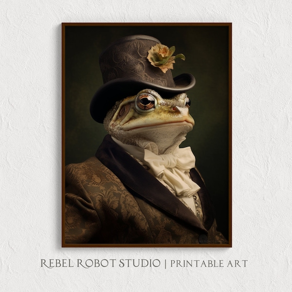 Baron Hopper PRINTABLE Wall Art | Regency Clothing, Vintage Aesthetic, Mr. Frog Toad, Victorian Aristocrat Portrait, Wallpaper, Cottagecore