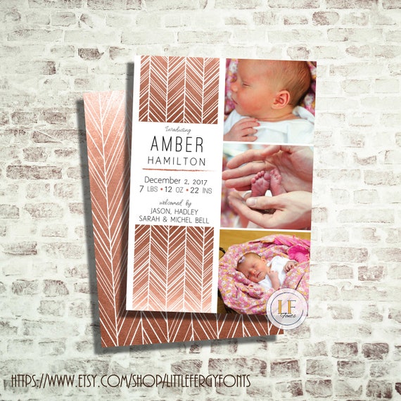 24 HR or LESS Pink Hexagon Baby Birth Announcement