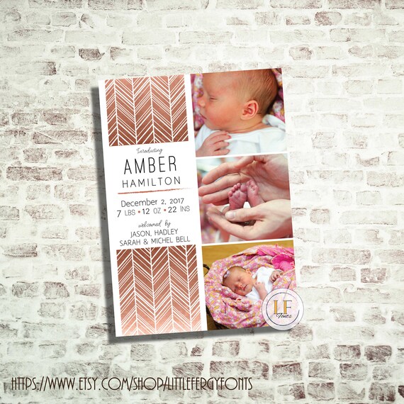 24 HR or LESS Pink Hexagon Baby Birth Announcement