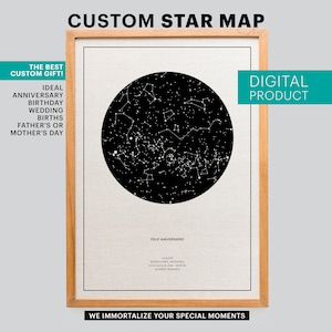 Benutzerdefinierte Sternenkarte, digitale Datei, Poster Ihrer Himmelskarte, Hochzeitsgeschenk, Sternbild, Jubiläumsgeschenk, personalisiertes Geschenk, perfektes Geschenk zur Geburt