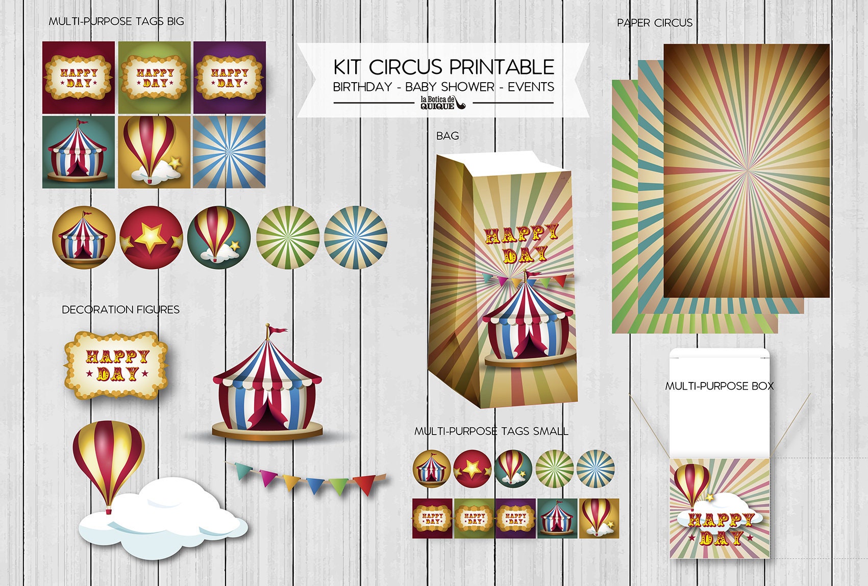 Circus Party Printable. Vintage Circus. Printable Kit, Birthday, Baby ...