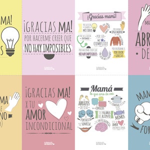 Dia de la madre. Set x 8. Spaanse moederdagkaart. Tarjeta de felicitación, Spaanse kaart, moederdag wenskaart, kaart voor moederdag