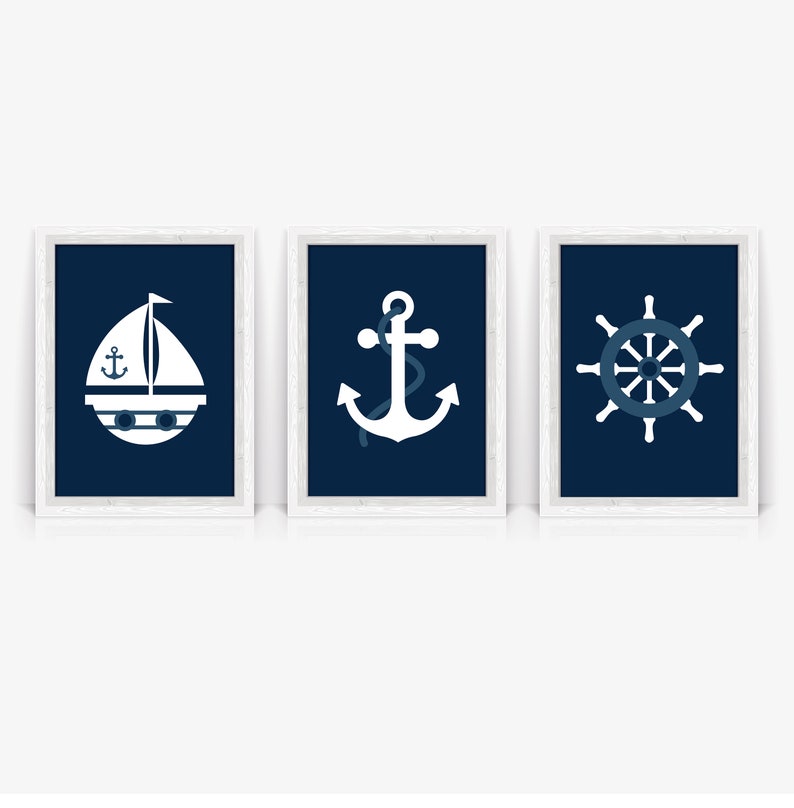 Nautical Wall Art Nautical Nursery Decor ANCHOR Sailboat Etsy