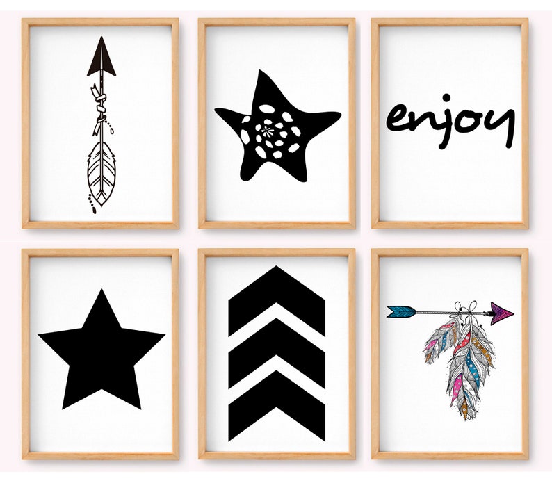 Laminas imprimibles estilo nórdico. Set de 6 cuadros - Etsy México