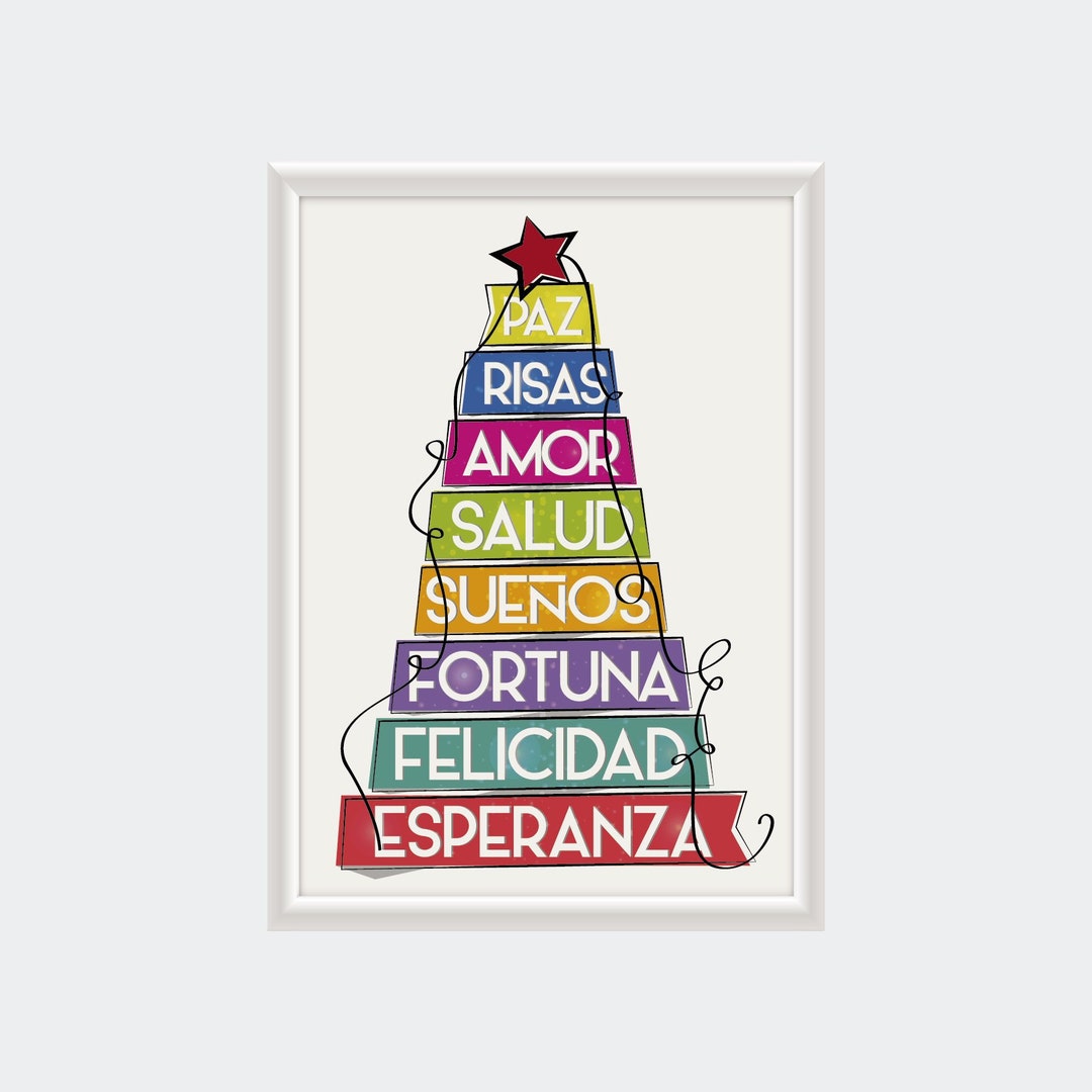 SPANISH WISHES, Christmas Printables, Christmas Tree Print, Christmas ...