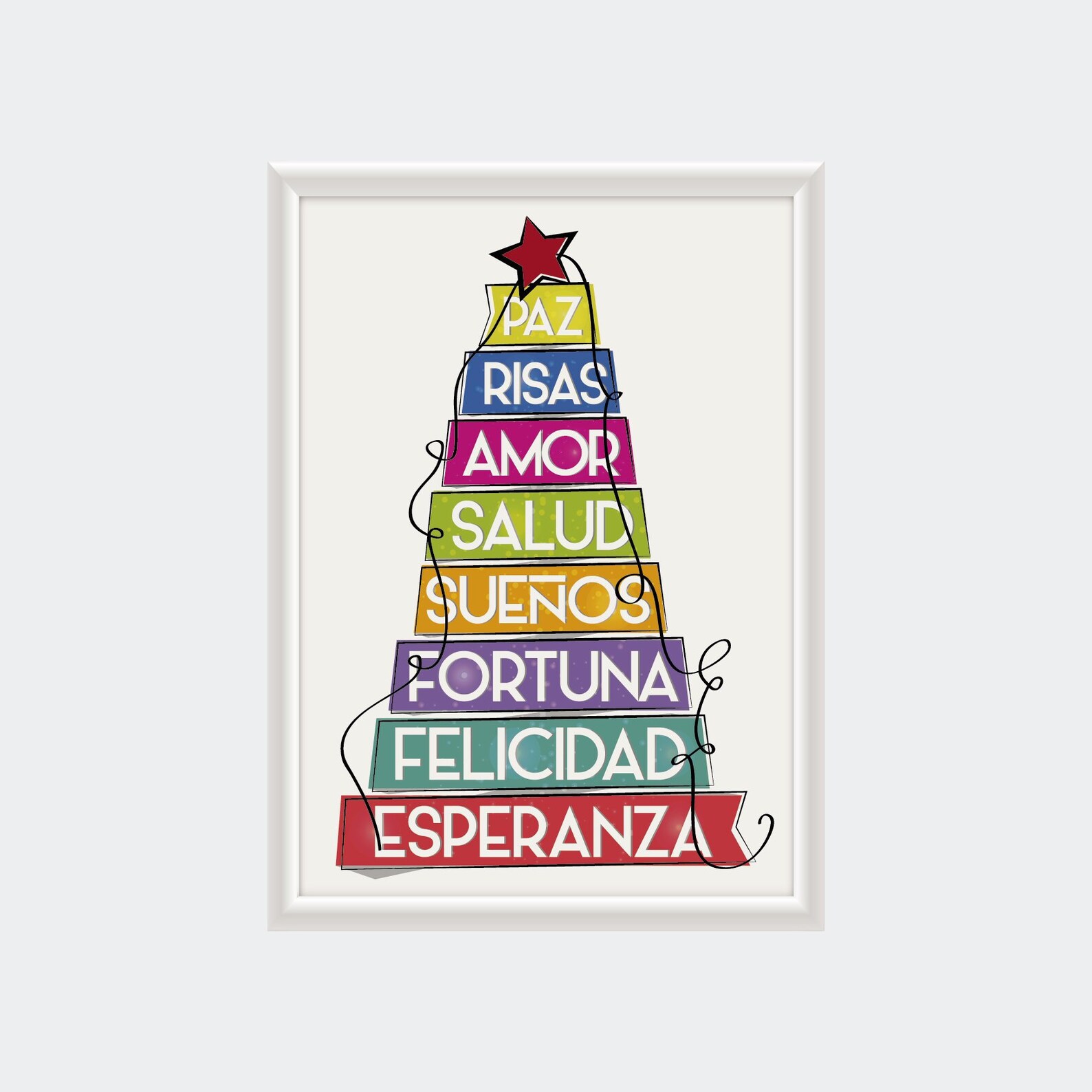 SPANISH WISHES, Christmas Printables, Christmas Tree Print, Christmas ...