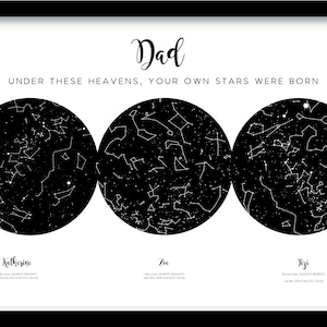 Personalisierte Sternenkarte. Karte/Sternbild. Personalisierte unter diesem Himmel 'Vatertag' Stern Fantastische Geschenk für, DAD GRANDAD. Druckbar