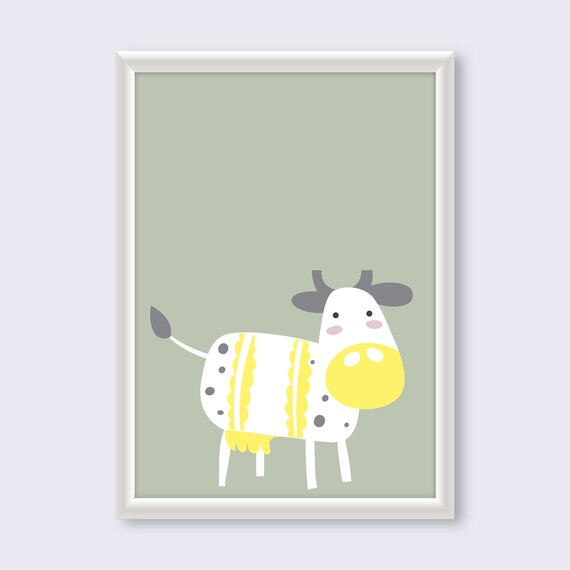 Printable Nursery Wall Art Cow Print Baby Room Decor Cute Art Etsy