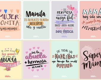 Día de la madre. Set x 8. Spanish mother's day card. Tarjeta de felicitación, spanish card, mothers day greeting card, card for mother's day